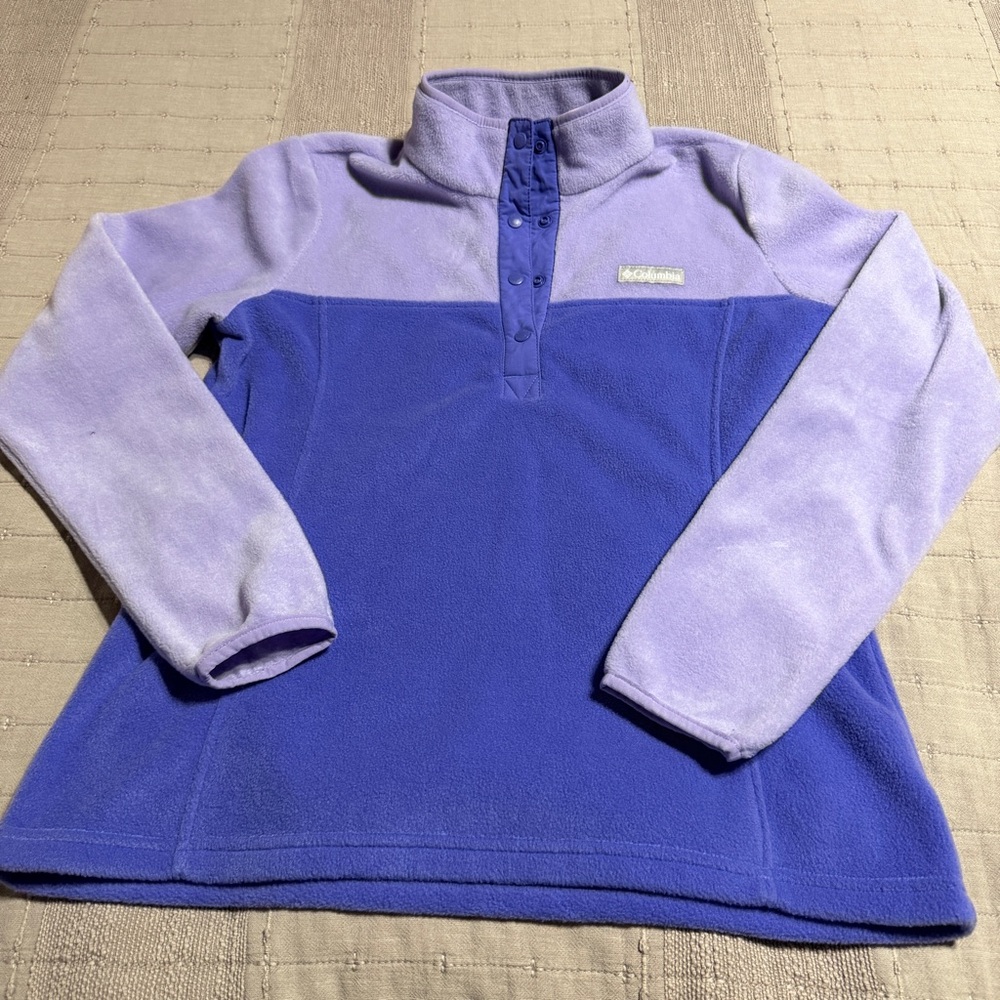 Columbia Colorblock Fleece Collared Pullover Sweatshirt Logo Snap Women's M